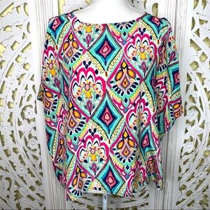 Lilly Pulitzer Colorful Silk Popover Poncho Blouse